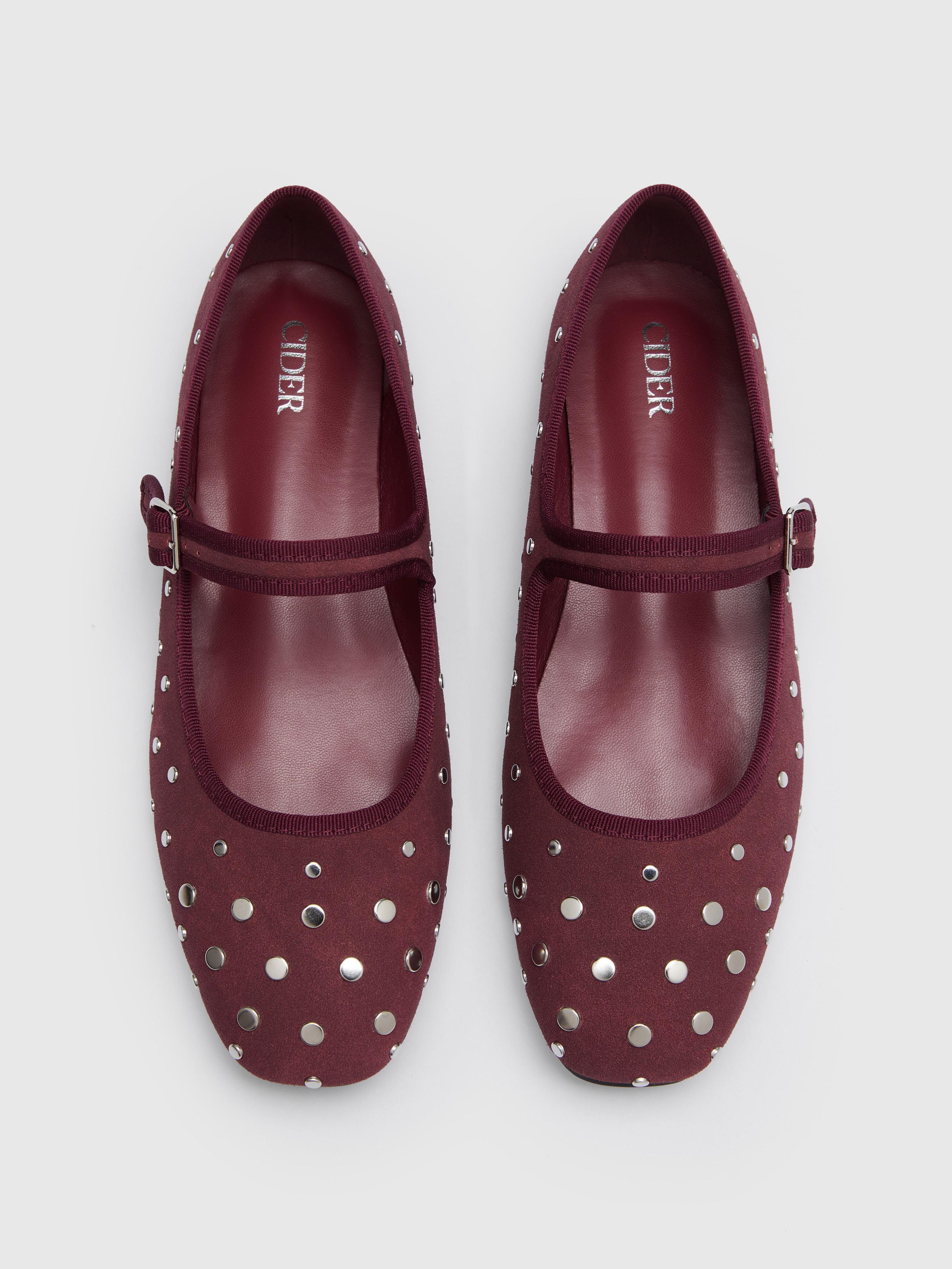 STUDDED MARY JANE FLATS Product Image