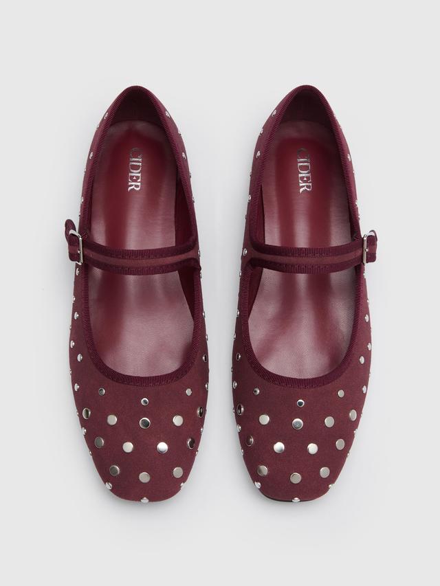 STUDDED MARY JANE FLATS Product Image