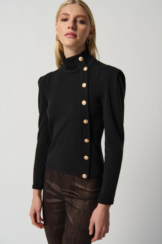 Sweater Knit Buttoned Fitted Top Product Image