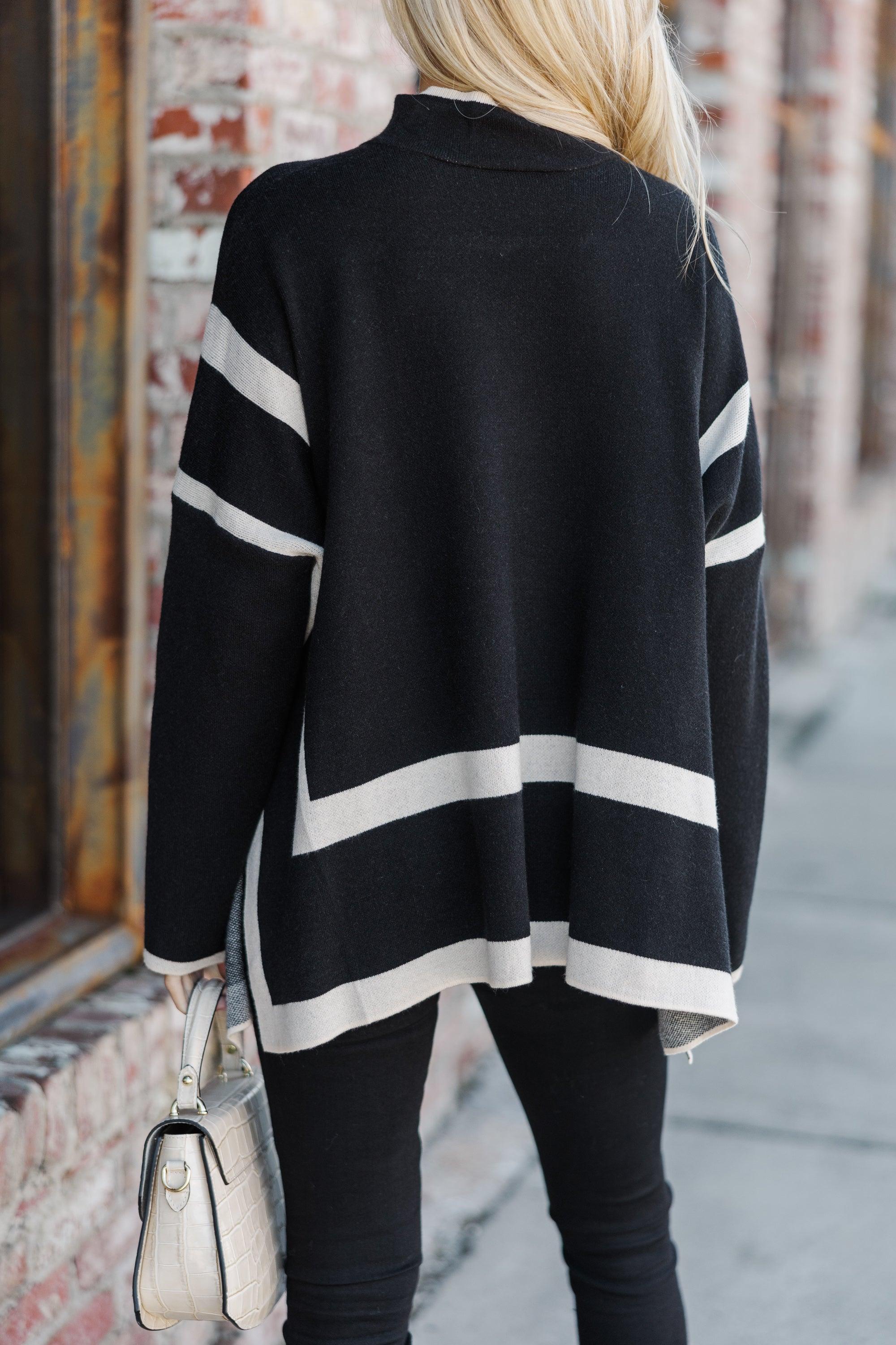 All The Best Black Striped Sweater Tunic Female Product Image