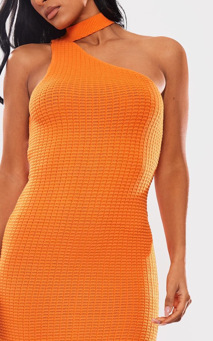 Orange Textured Knitted Collar Detail Maxi Dress Product Image