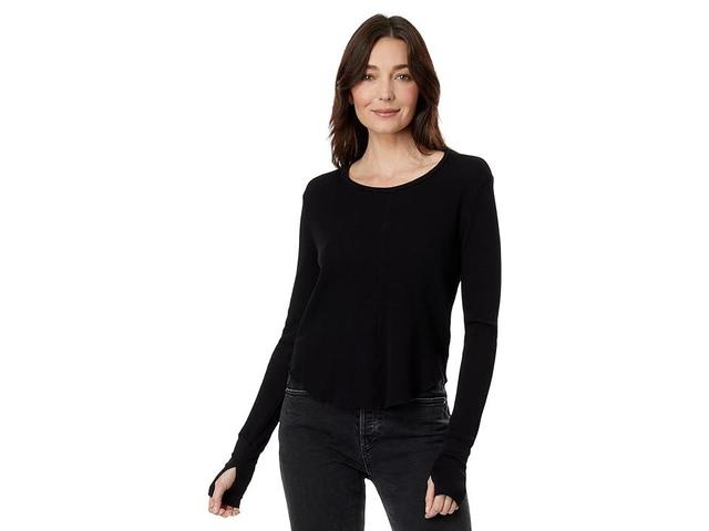 bobi Los Angeles Crew Neck Crop Tee with Thumbhole Women's Clothing Product Image