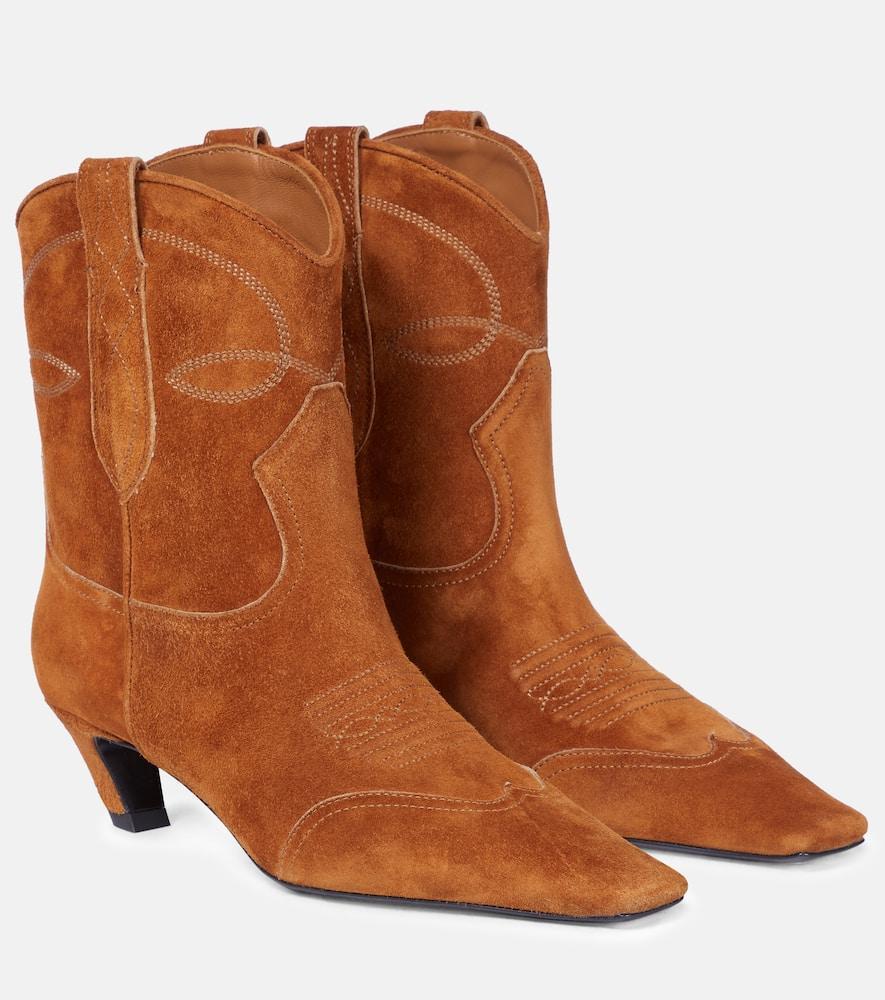 Dallas Suede Cowboy Ankle Boots In Braun Product Image