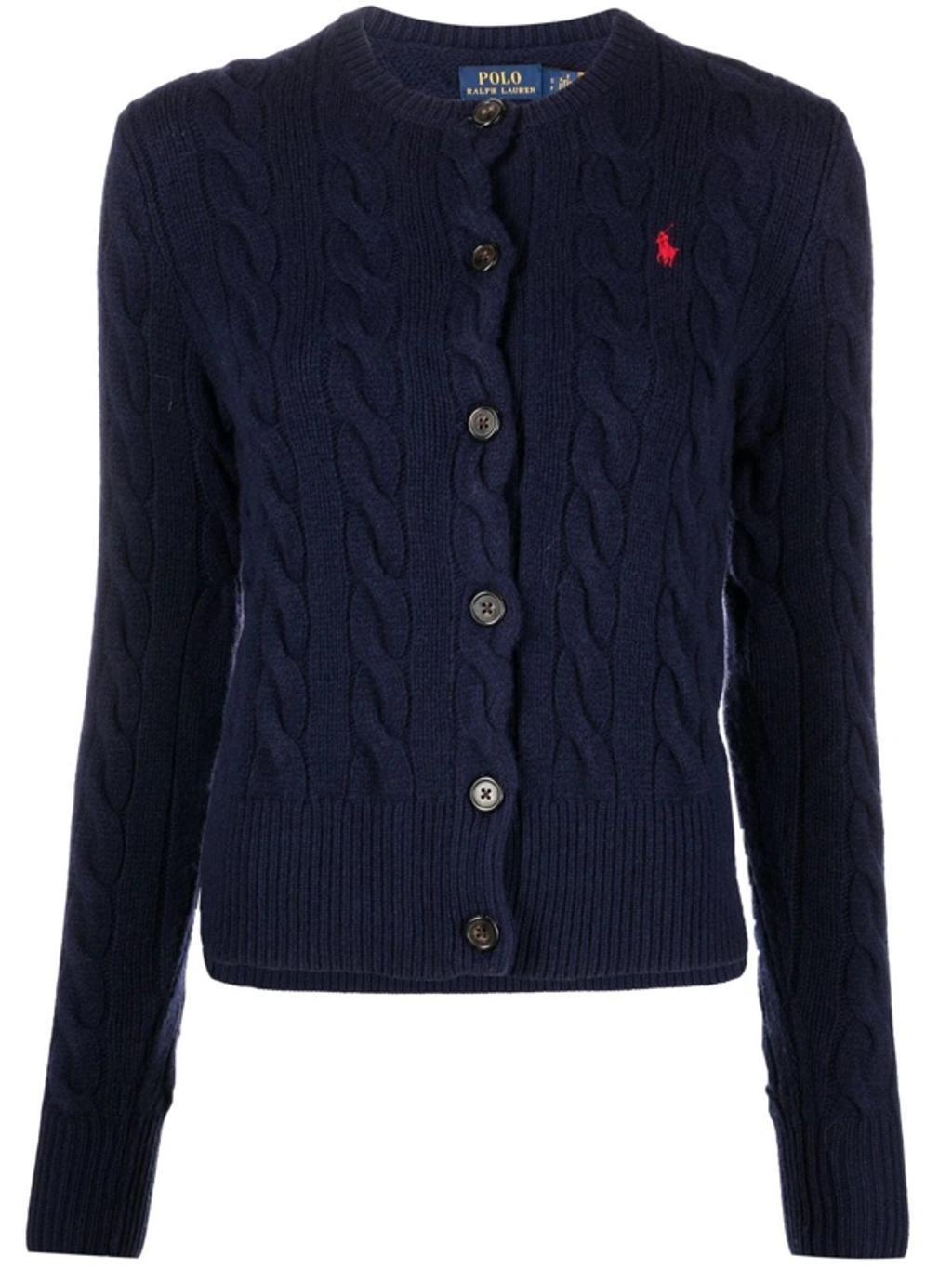 POLO RALPH LAUREN Cable-knit Long-sleeved Cardigan In Hunter Navy Product Image