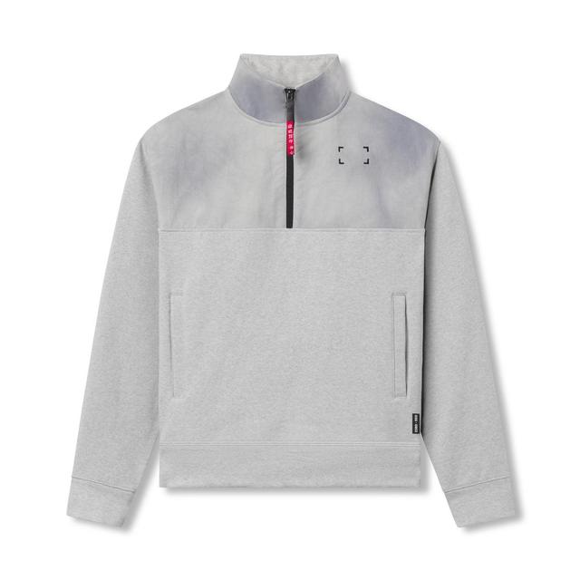 0903. Tech-Terry™ Paneled Quarter Zip - Heather Grey "Wave Dye" Product Image