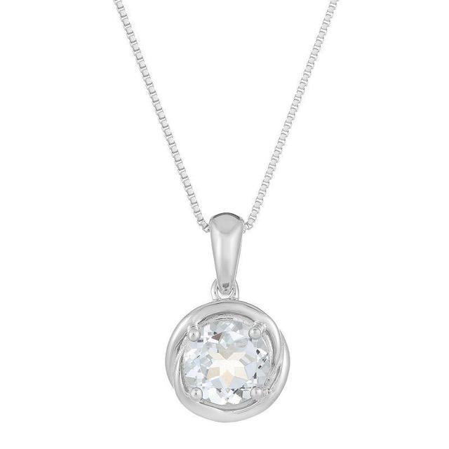 Gemminded Sterling Silver & White Topaz Circle Pendant Necklace, Womens Product Image