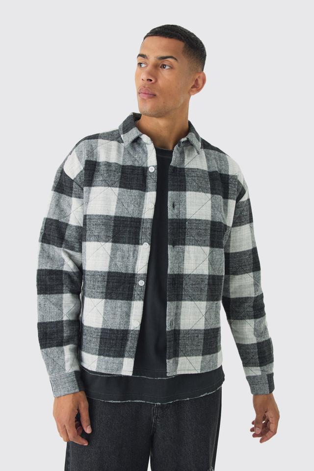 Oversized Quilted Plaid Overshirt | boohooMAN USA Product Image