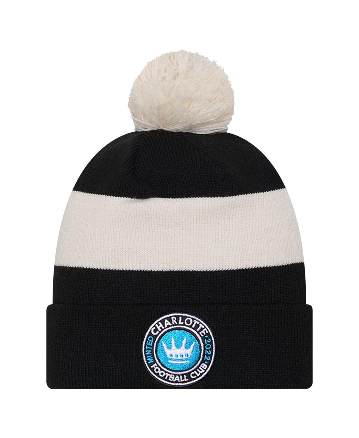 New Era Mens Black Charlotte Fc 2024 Kick Off Collection Cuffed Knit Hat with Pom Product Image