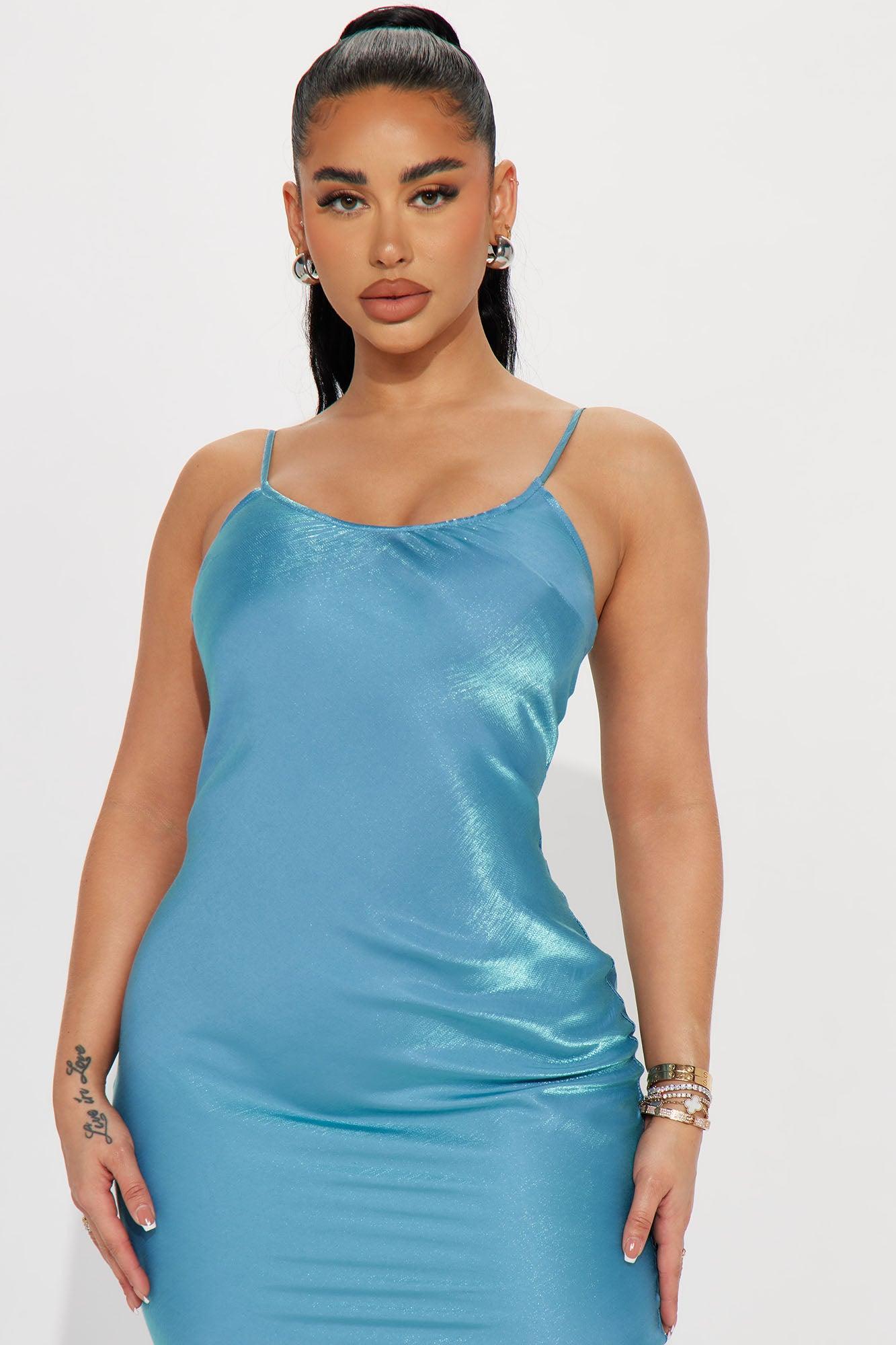 Celeste Satin Maxi Dress - Light Blue Product Image