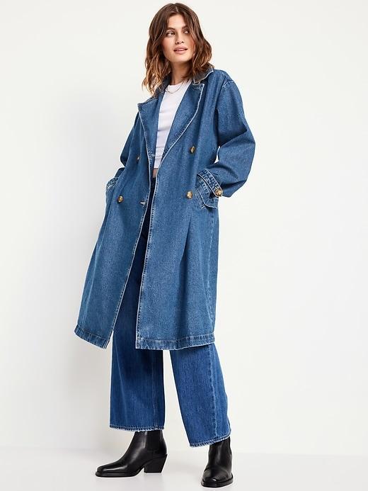 Tie-Belt Jean Trench Coat Product Image