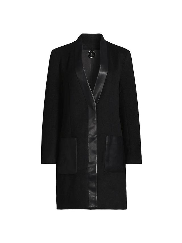 Womens Brigitta Wool Faux Leather-Trim Coat Product Image