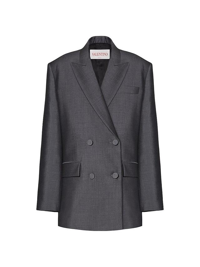 Mohair Wool Relaxed Blazer Jacket Product Image