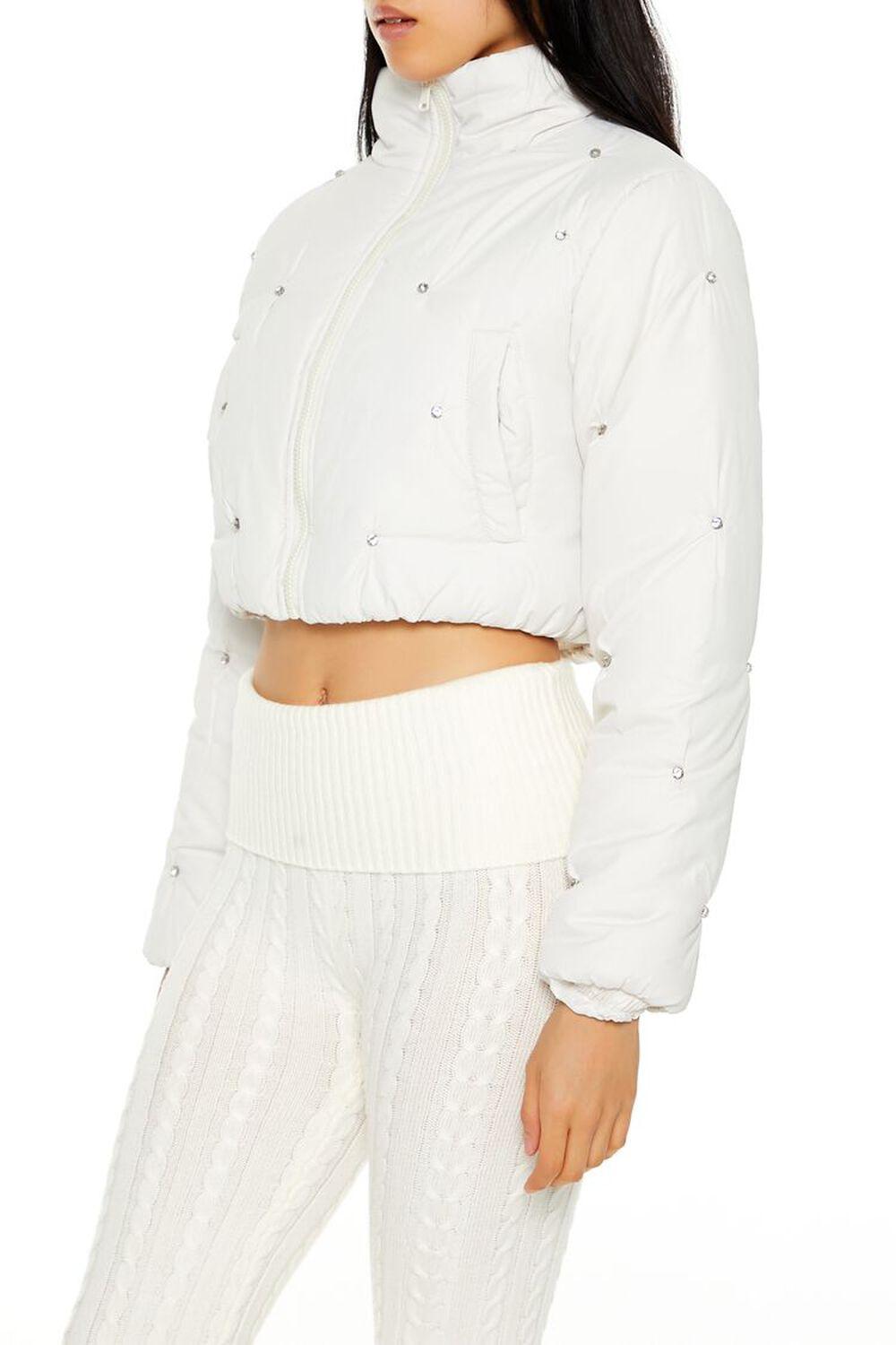 Faux Gem Cropped Puffer Jacket | Forever 21 Product Image