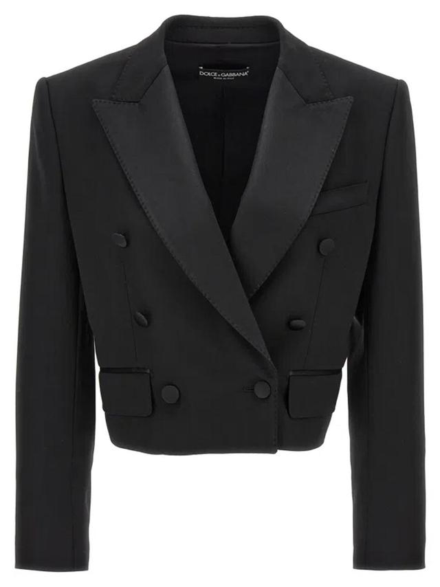 Tuxedo Short Blazer In Black Product Image