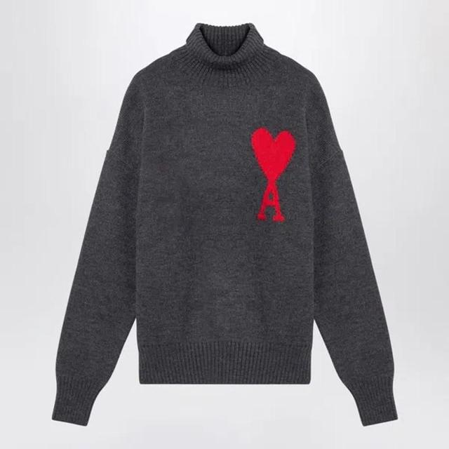 AMI ALEXANDRE MATTIUSSI Ami Paris Ami De Coeur Turtleneck In Gray Product Image