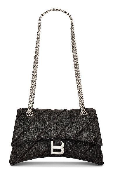 Balenciaga Small Crush Chain Bag In Charcoal Black in Charcoal Black - Black. Size all. Product Image