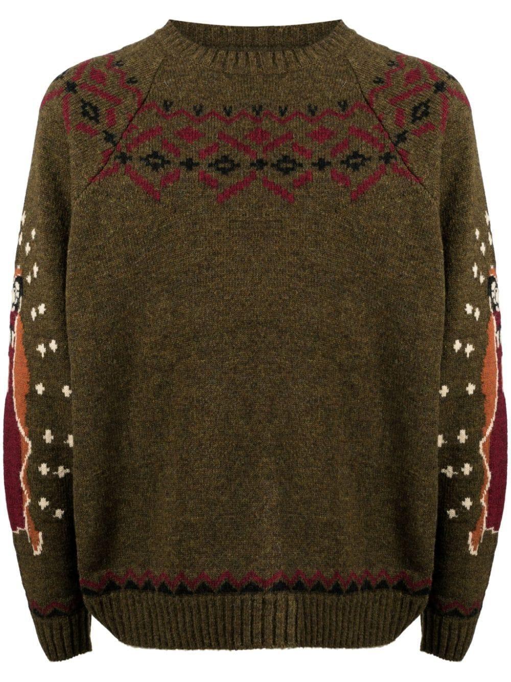 KAPITAL 5g Patterned-intarsia Jumper In Green Product Image