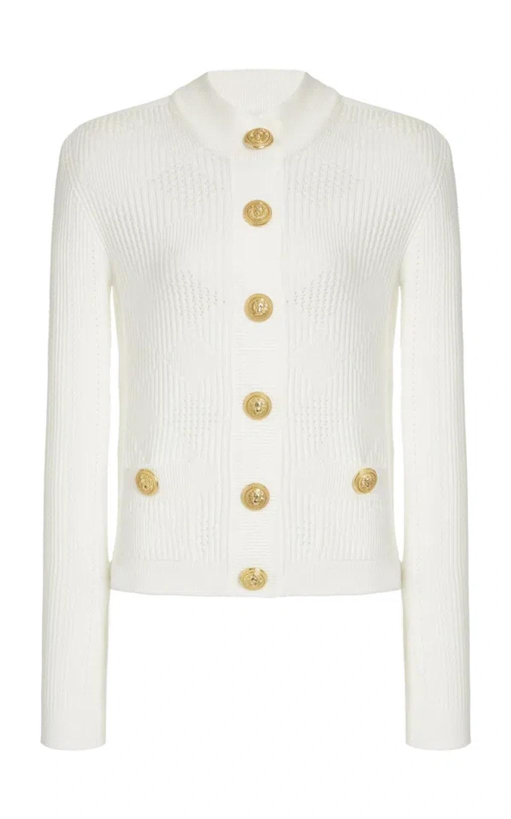 Vichy-knit Cardigan In White product image