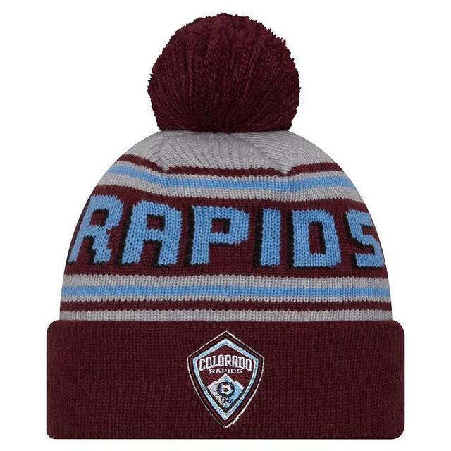 Mens New Era Burgundy Colorado Rapids Evergreen Cuffed Knit Hat with Pom Product Image