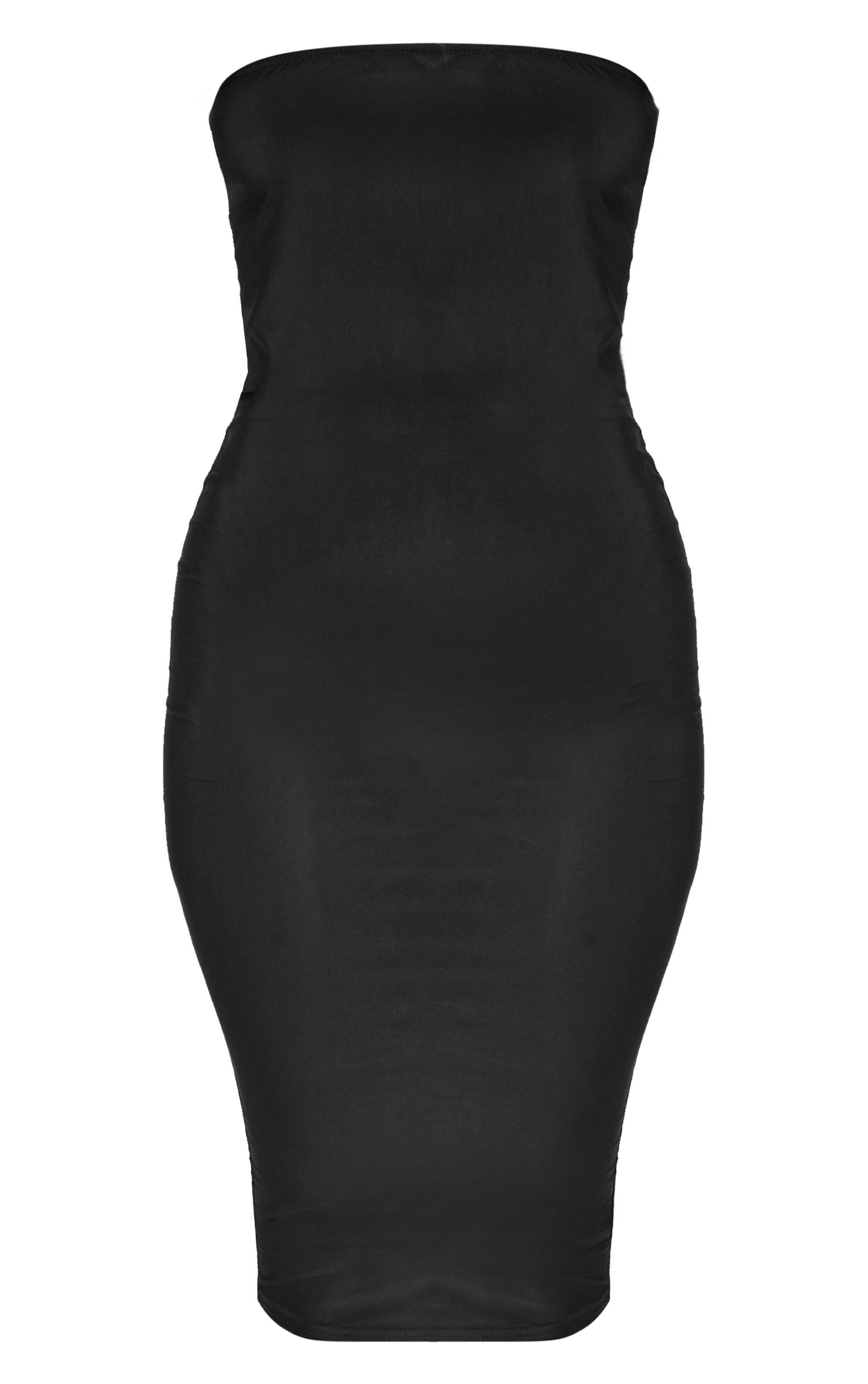 Petite Black Bandeau Jersey Midi Dress Product Image