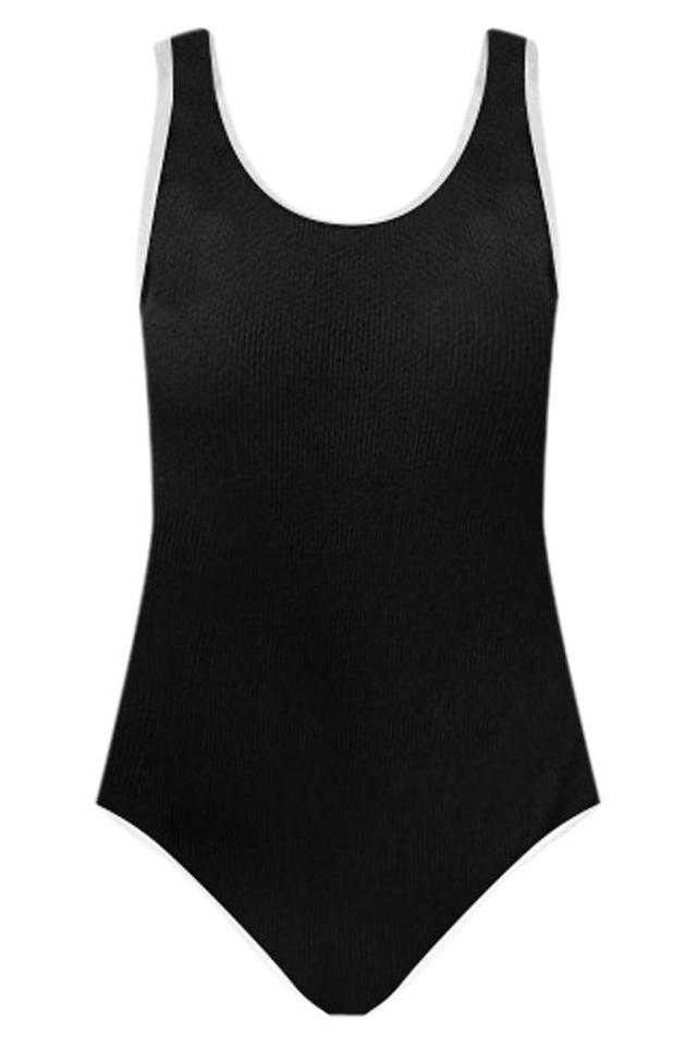 Do Not Disturb Black and White Color Block One Piece Swimsuit Product Image