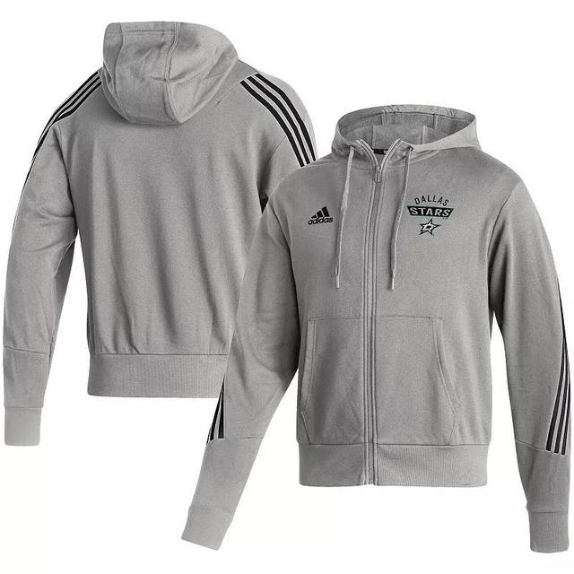 Mens adidas Heathered Gray Dallas Stars Fashion Full-Zip Hoodie Grey Product Image