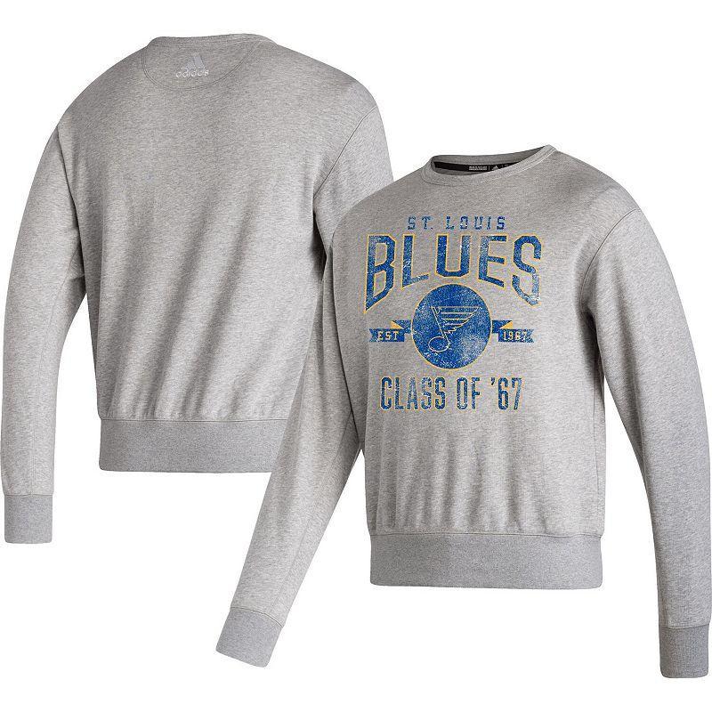 Mens adidas Heathered Gray St. Louis Blues Vintage Pullover Sweatshirt Product Image