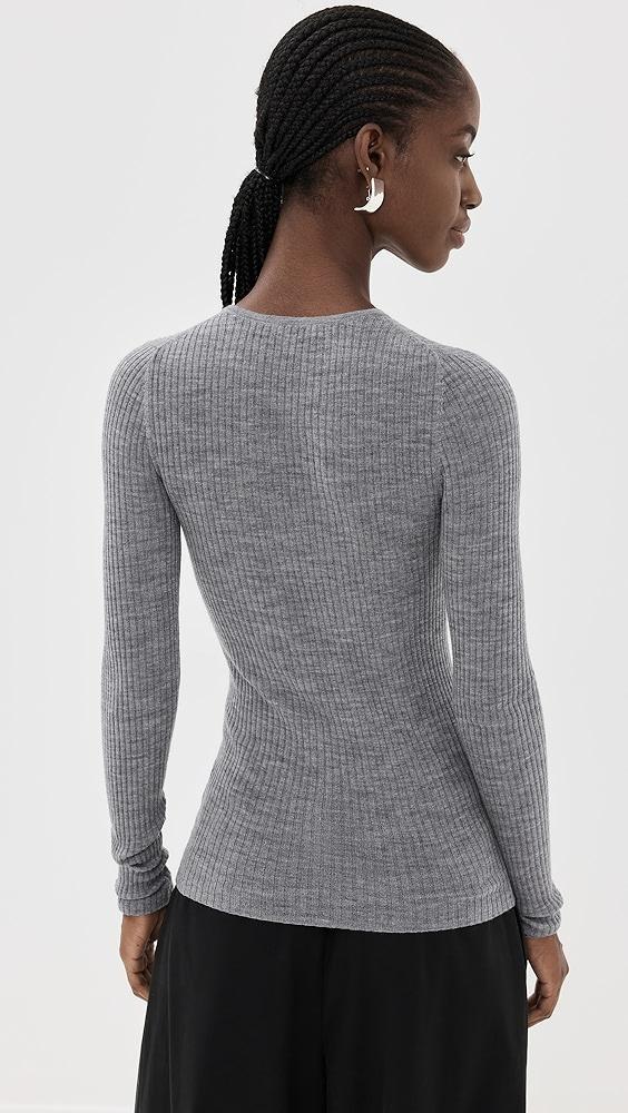 Tibi Feather Weight Ribbed Crew Neck Pullover | Shopbop Product Image