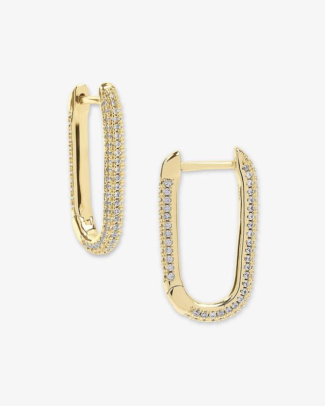 Carrie Pavé Chain Huggies - Gold|White Diamondettes Product Image