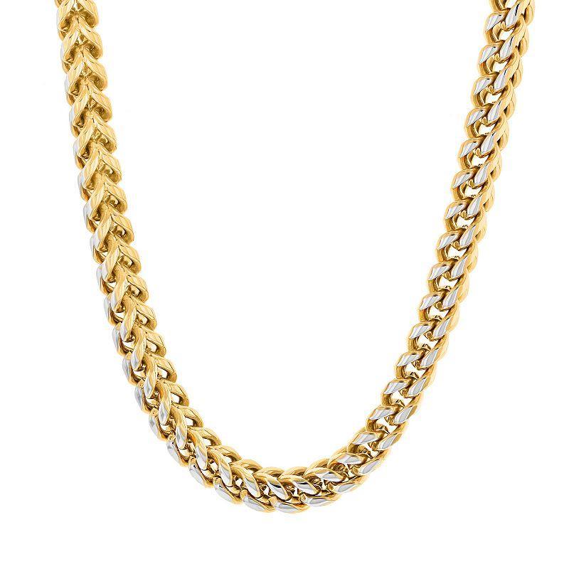 Steel Nation Gold Tone Ion-Plated Stainless Steel Franco Chain Necklace, Mens White Product Image