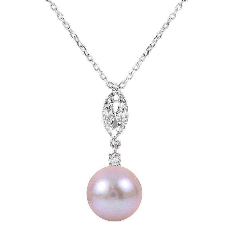 PearLustre by Imperial Sterling Silver Pink Freshwater Cultured Pearl & Lab-Created White Sapphire Pendant Necklace, Womens Product Image