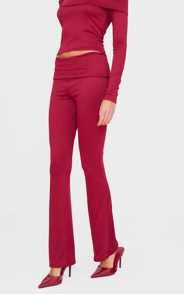 Burgundy Soft Touch Fold Over Skinny Flares Product Image