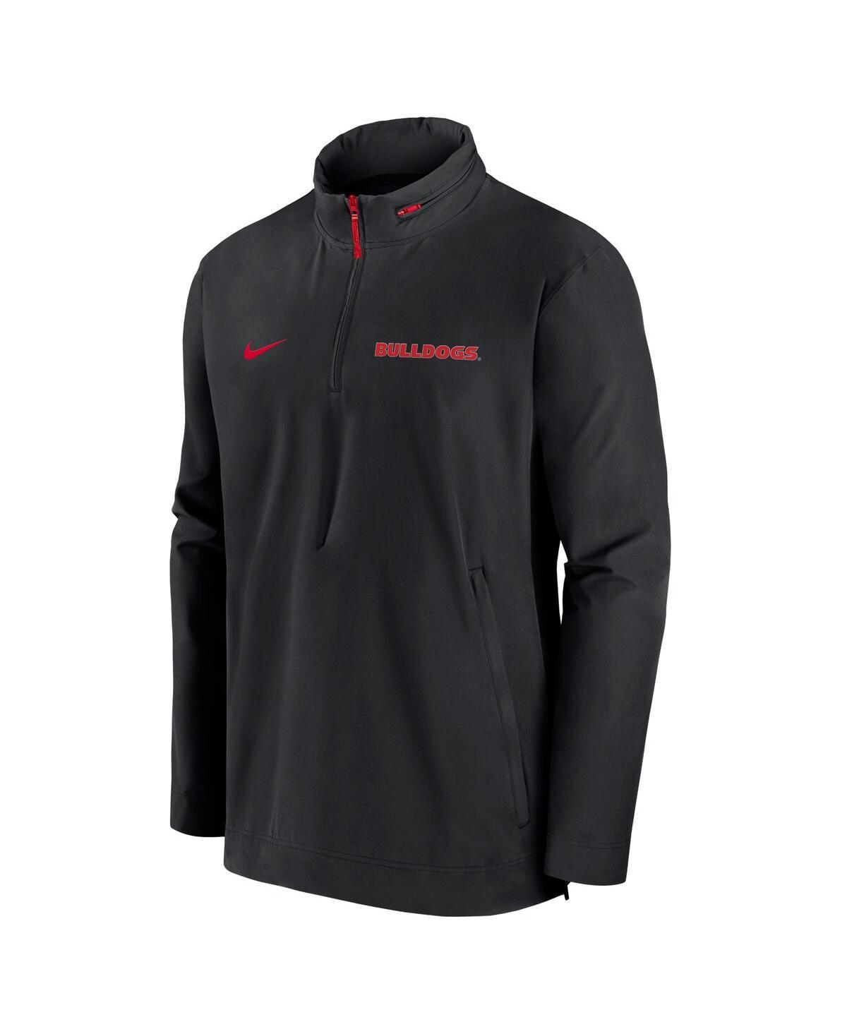 NIKE Georgia Bulldogs Sideline Coach  Men's College 1/2-zip Hooded Jacket In Black Product Image