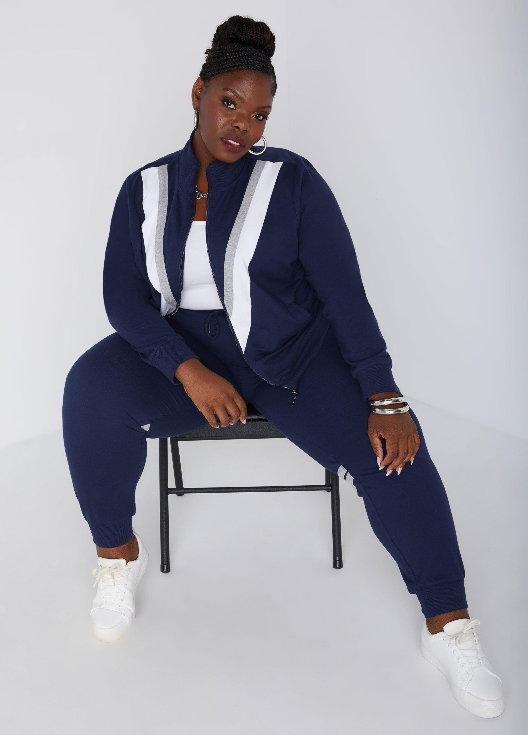 Plus Size Striped Terry Track Jacket Ashley Stewart Product Image