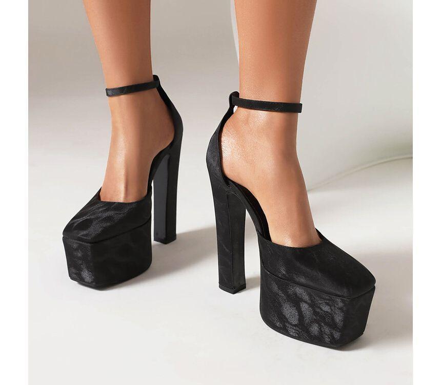 Ankle Strap Plain Platform Chunky Heel Sandals product image