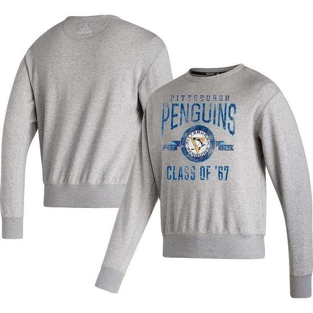 Mens adidas Heathered Gray Pittsburgh Penguins Vintage-Like Pullover Sweatshirt Product Image