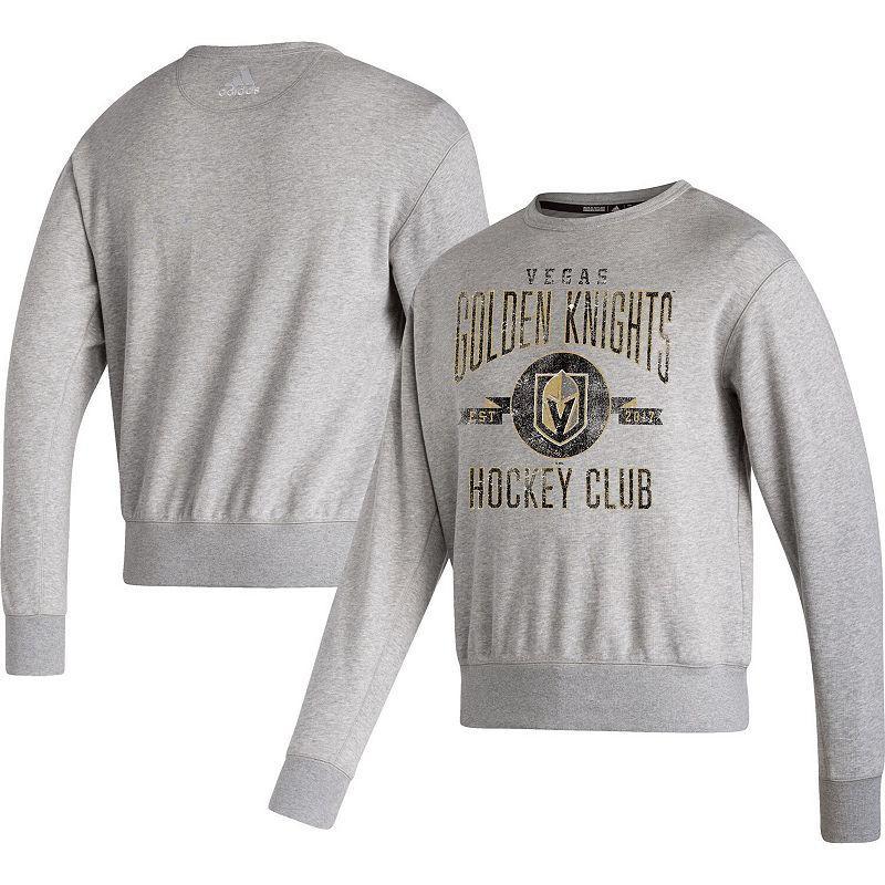 Mens adidas Heathered Gray Vegas Golden Knights Vintage Pullover Sweatshirt Product Image