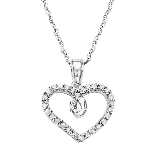 10k White Gold 1/6 Carat T.W. Diamond Heart Pendant, Womens Product Image