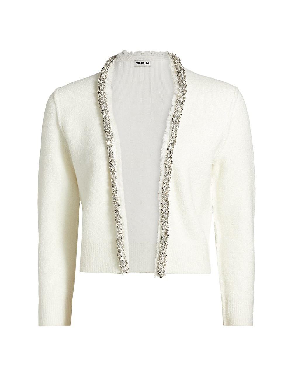 Womens Lieghton Embellished Boucl V-Neck Cardigan Product Image