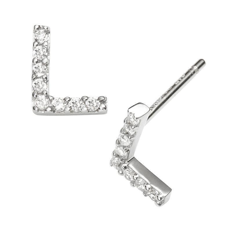 Sophie Miller Sterling Silver Cubic Zirconia Initial Stud Earrings, Womens, K Product Image