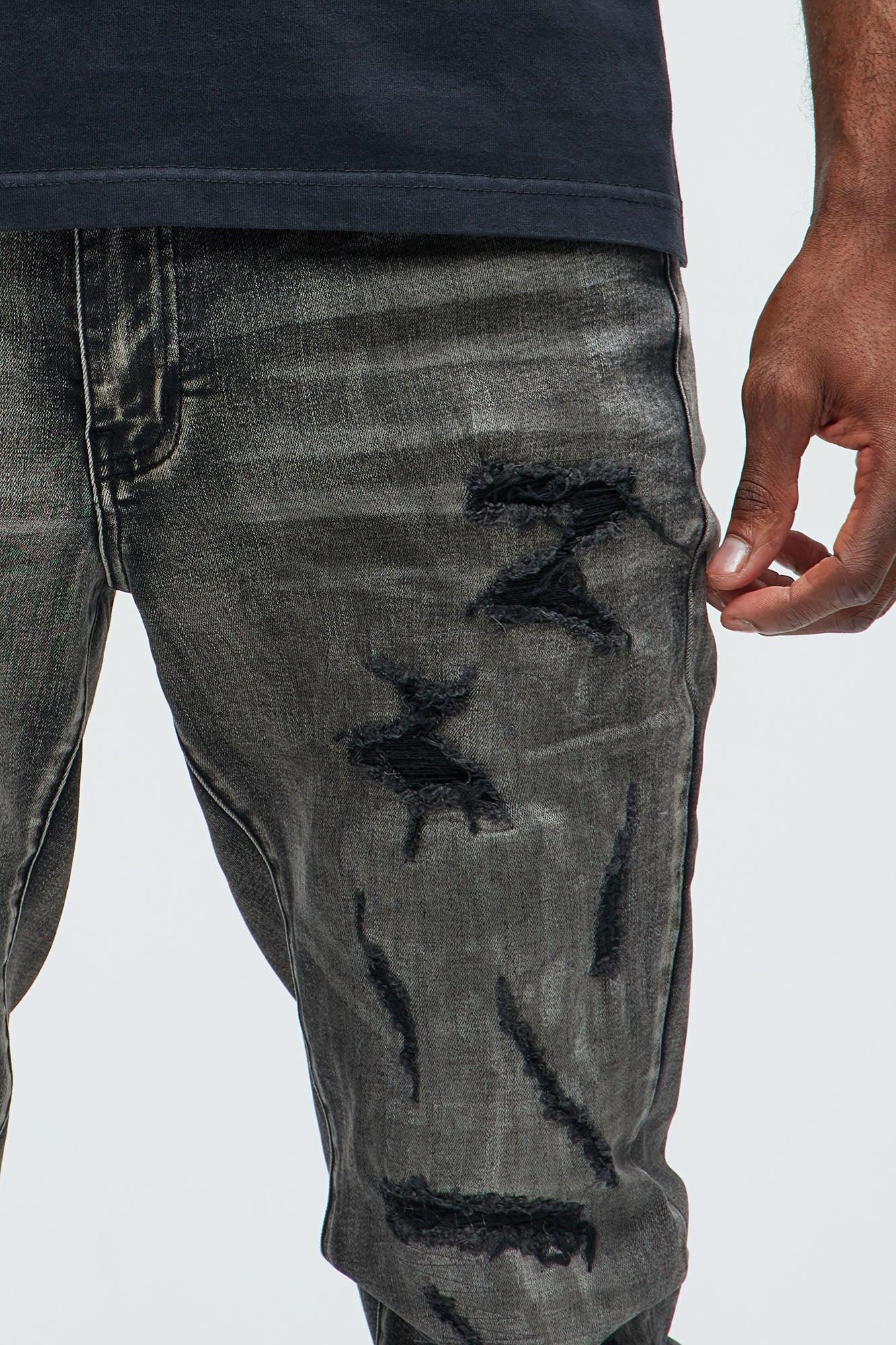 Put You On Spray Painted Stacked Skinny Jeans - Black Product Image