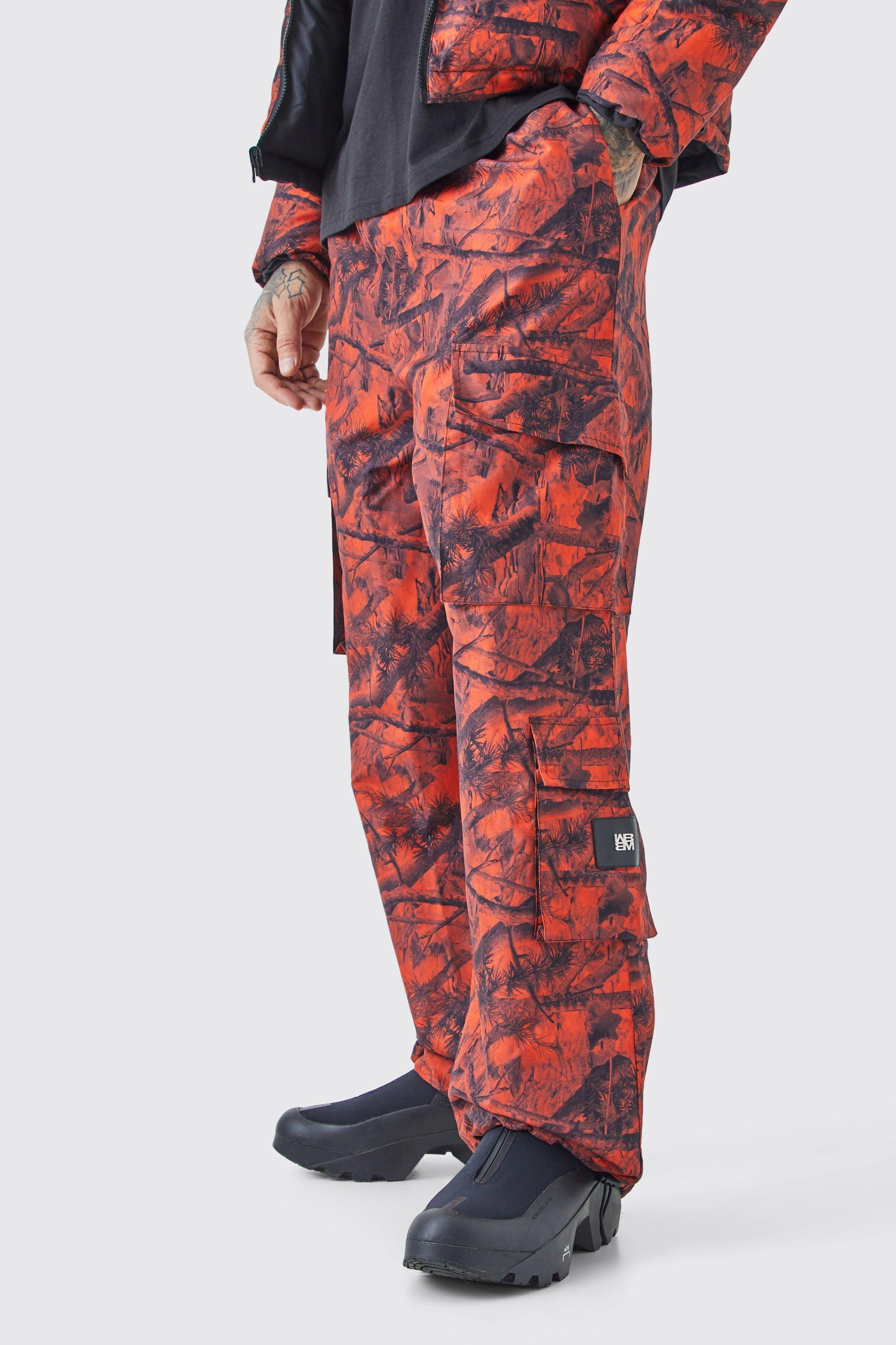 Tall Fixed Waist Washed Nylon Cargo Trousers | boohooMAN USA Product Image