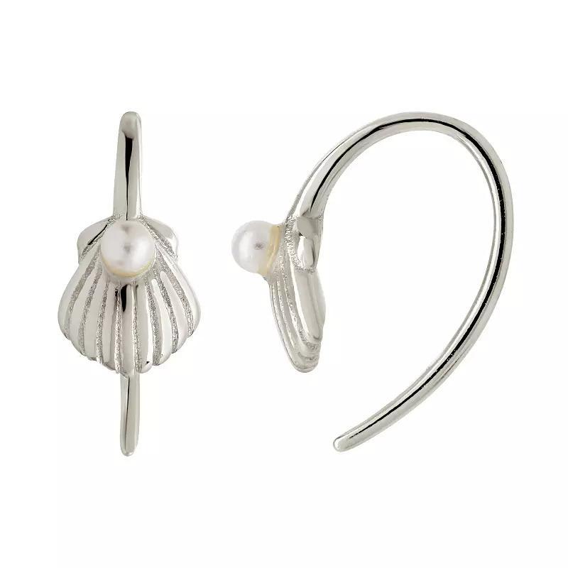 MC Collective Shell Pearl Seashell Threader Earrings, Womens, Silver Tone Product Image