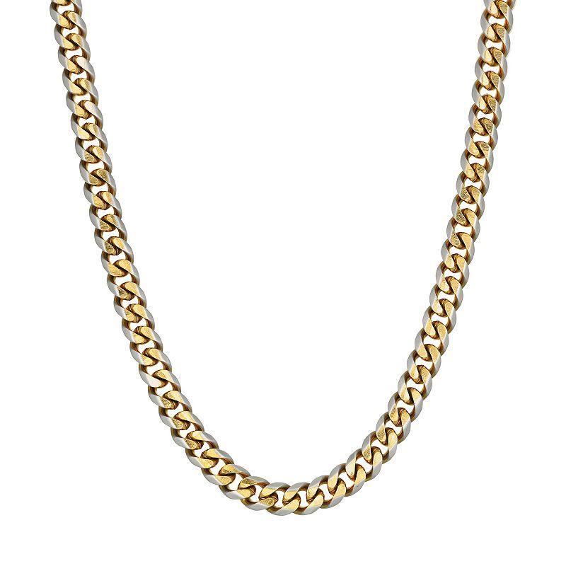 Mens LYNX Stainless Steel Curb Chain Necklace Gold Tone Product Image