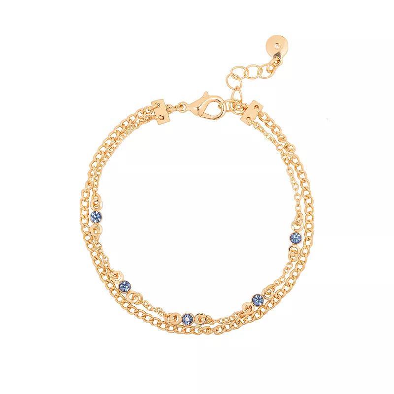 LC Lauren Conrad Gold Tone 2 Row Delicate Bracelet, Womens, Blue Product Image