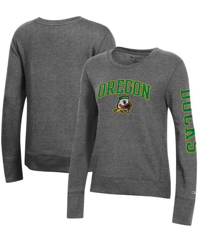 Womens Champion Charcoal Oregon Ducks University 2.0 Fleece Crewneck Sweatshirt Product Image