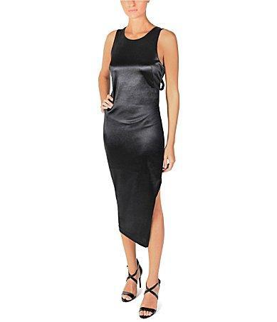 julia jordan Womens Bow Satin Slip Dress - Black Product Image