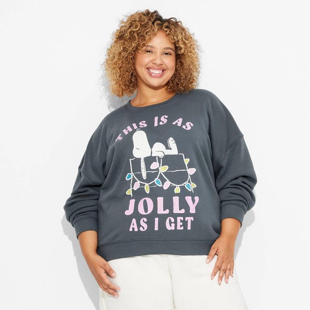 Womens Jolly Snoopy Graphic Sweatshirt - Gray Product Image