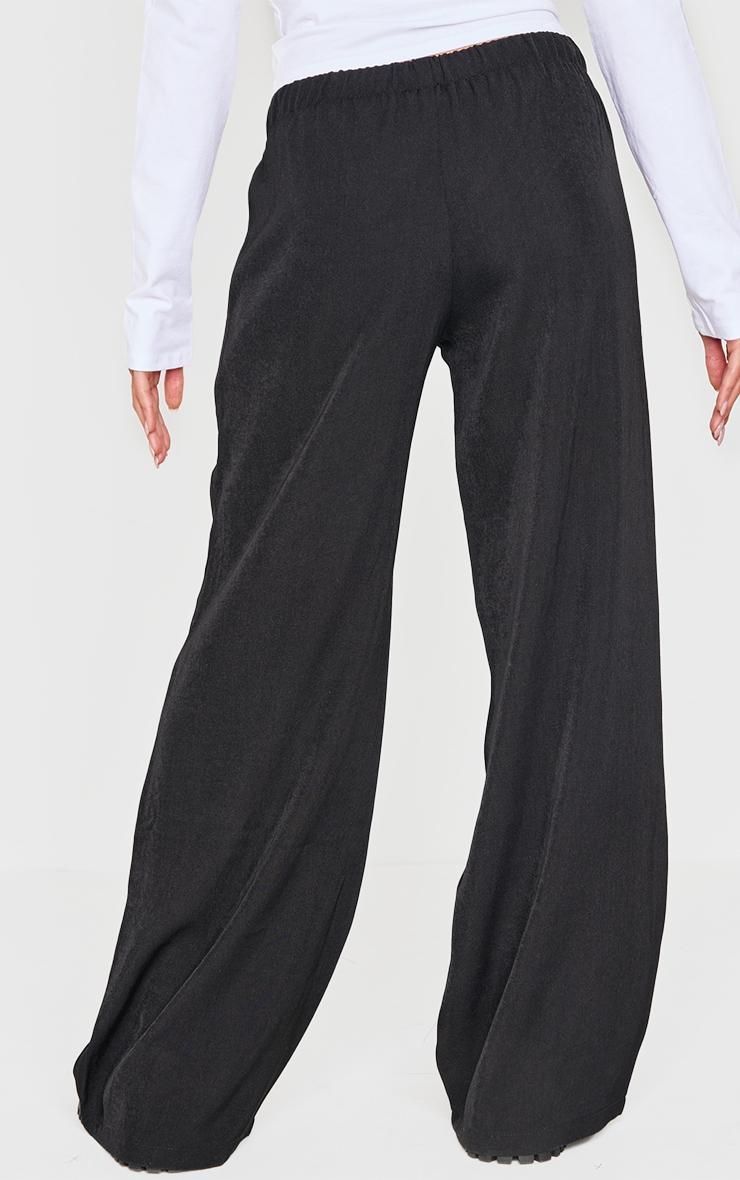 Black Premium Woven Drawstring Waistband Low Rise Pants Product Image