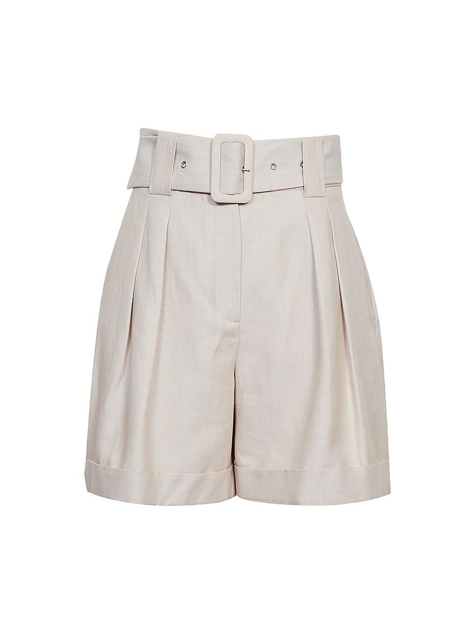 Womens Ottia Belted High-Waisted Wide-Leg Shorts Product Image